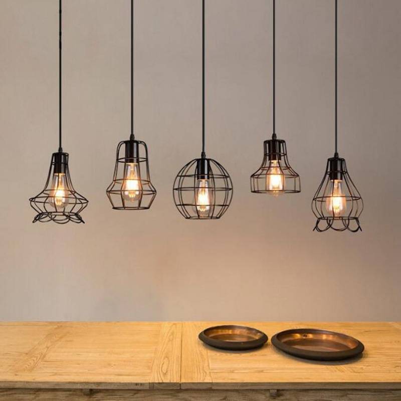 Chandelier Fashion Simple Retro Indoor Industrial Wind Bar Small Iron Lamps Cage