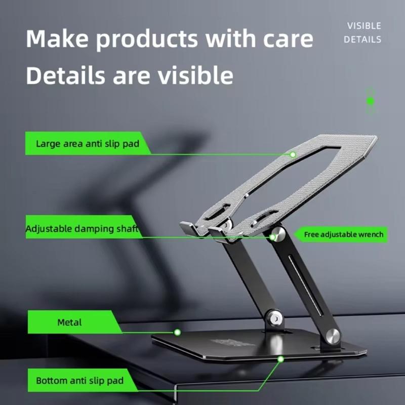 Metal Laptop Holder Stand with Double Arm Designing Desktop Cooling Bracket for Gaming and Home Office Use