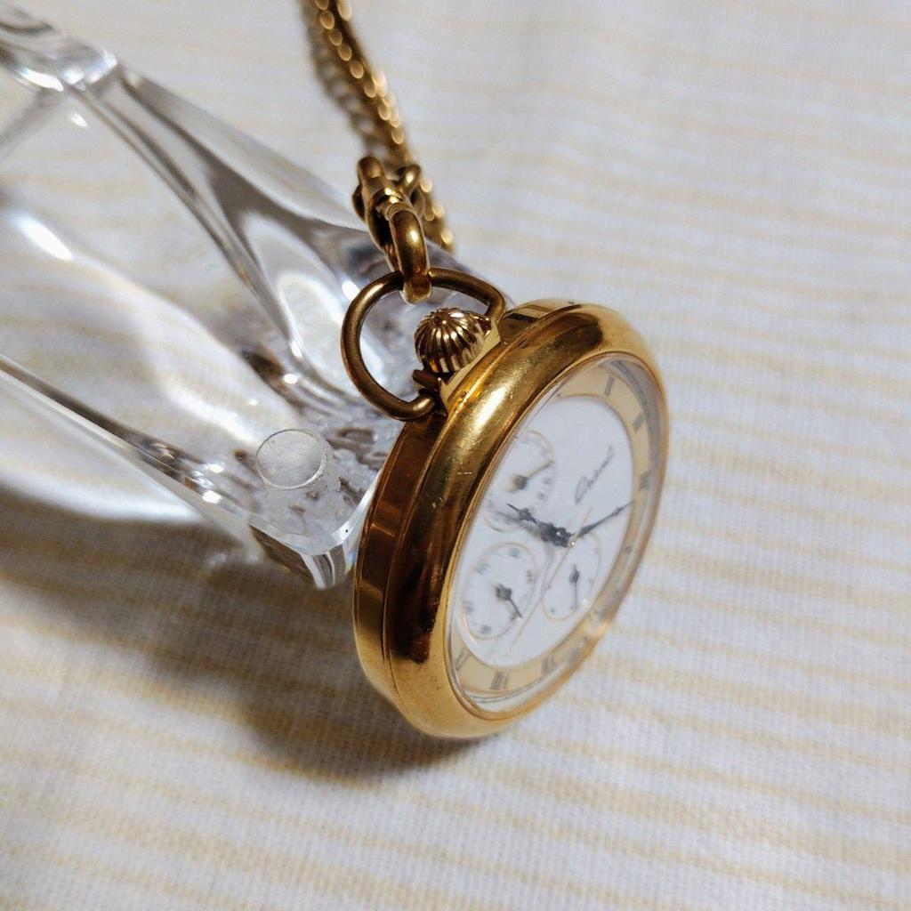 Used Rare excellent condition ORIENT gold-colored pocket watch multi-function