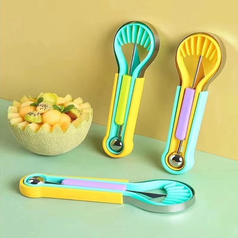 1PC Multifunctional Fruit Digging Ball Spoon Stainless Steel Watermelon Digging Ball Spoon Double Head Melon Fruit Carving Tool