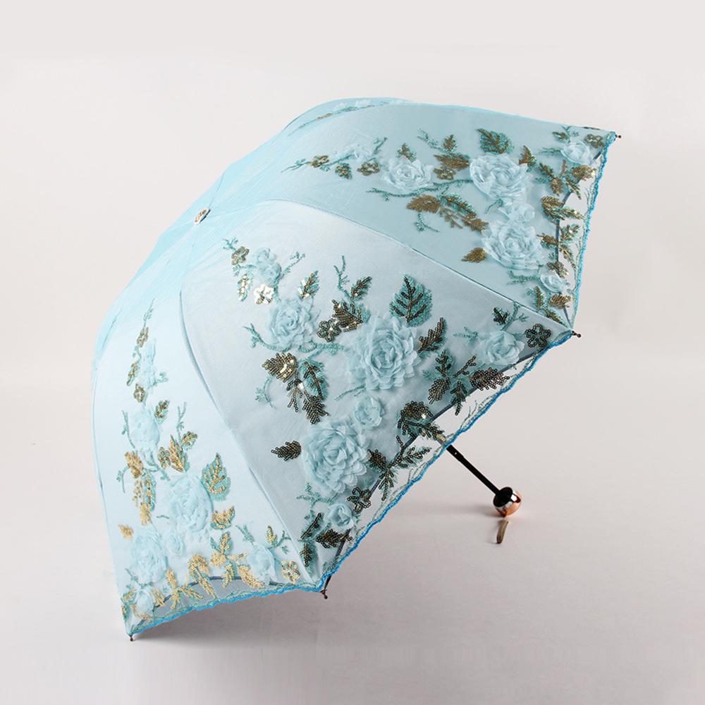 Spitze Up Blume Regenschirm Für Frauen Sommer Sonnenschirm Folding Sonnenschutz Garten Uv Regenschirm Tragbare Dame Schöne Strand Paraplu Regen
