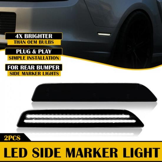 For 2010-2014 Ford Mustang Smoked Lens Front & Rear LED Side Marker Lights 4PCS