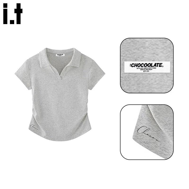 Women s Slim Fit Polo Collar Short Sleeve T-Shirt L