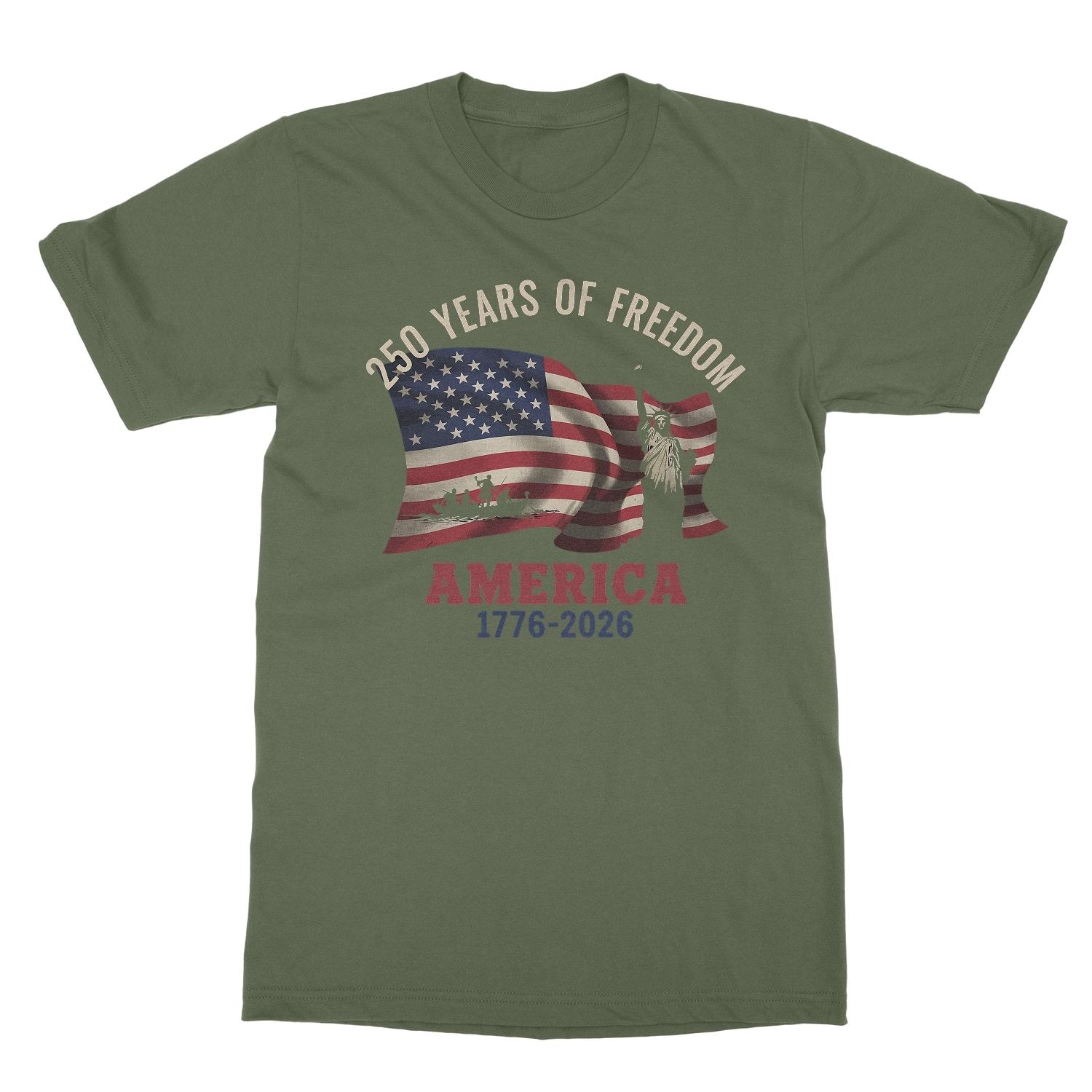 250 Years of Freedom 1776-2026 America Liberty Flag Unisex T-Shirt M