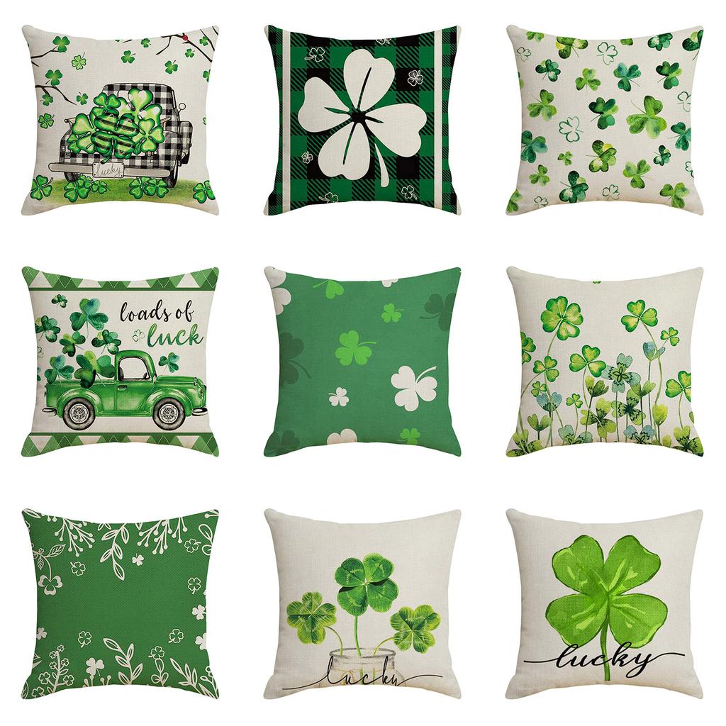 43x43cm St Patricks Day Decorations For Home Cushion Cover Clover Pillowcase Saint Patricks Irish Party Decorative Pillowcase