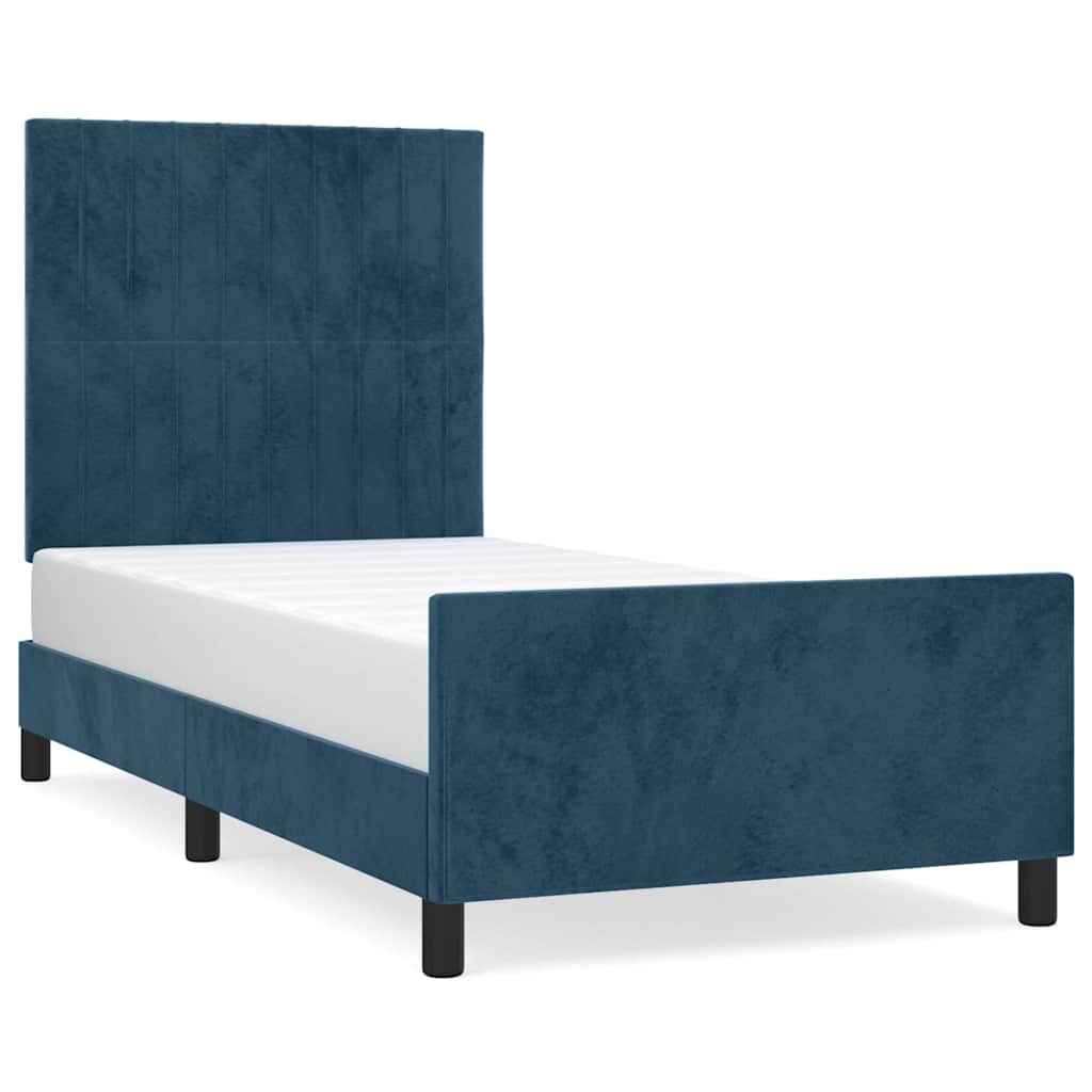 Bed Frame without Mattress Dark Blue 90 x 200 cm Velvet