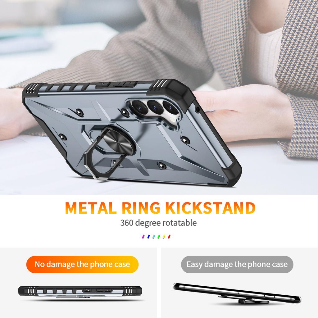 For Samsung Galaxy S24 Case PC+ TPU Ring Kickstand Magnetic Car Mount Phone Cover