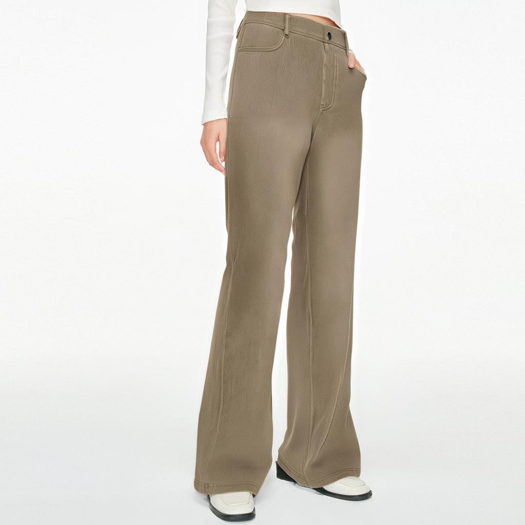 Damen Jeans Lässig Einfarbig Stretch Knopf Gerade Jeans