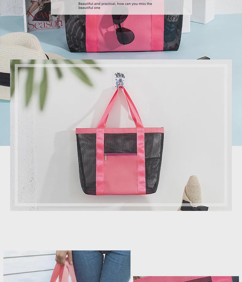 Solid Color Beach Bag: Portable Outdoor Travel and Swimming Storage Solution