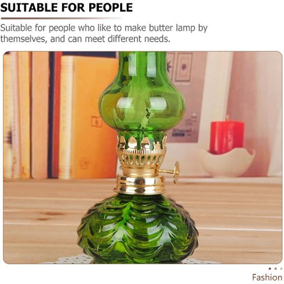 2-Pack Brass Plated Oil Lamp Burner - Replacement Burner with Wick for Vintage and Antique Lamps - Kerosene Burner Wicks Included