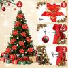 6Pcs 8/10/15cm Christmas Flower Decoration Sparkle Xmas Tree Hanging Ornament for Navidad Artificial Wreath Craft New Year Gifts