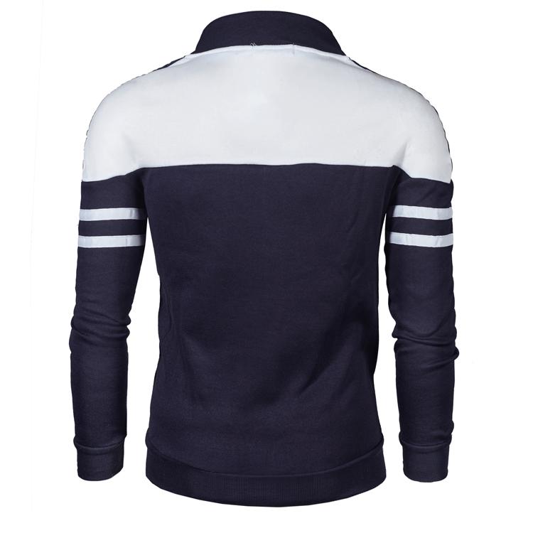 Men's Casual Color Block Fleece Hoodie with Webbing Design