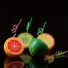 8pcs Creative Cartoon Fruit-Shaped Cups with Straws , Watermelon, Lemon, Orange, Kiwi Design , Reusable Plastic Food-Safe Drinking Cups