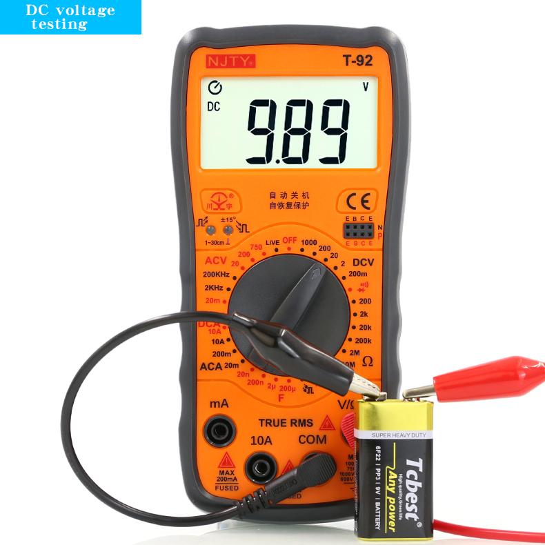 NJTY T92 household digital multimeter, manual range, portable digital universal meter