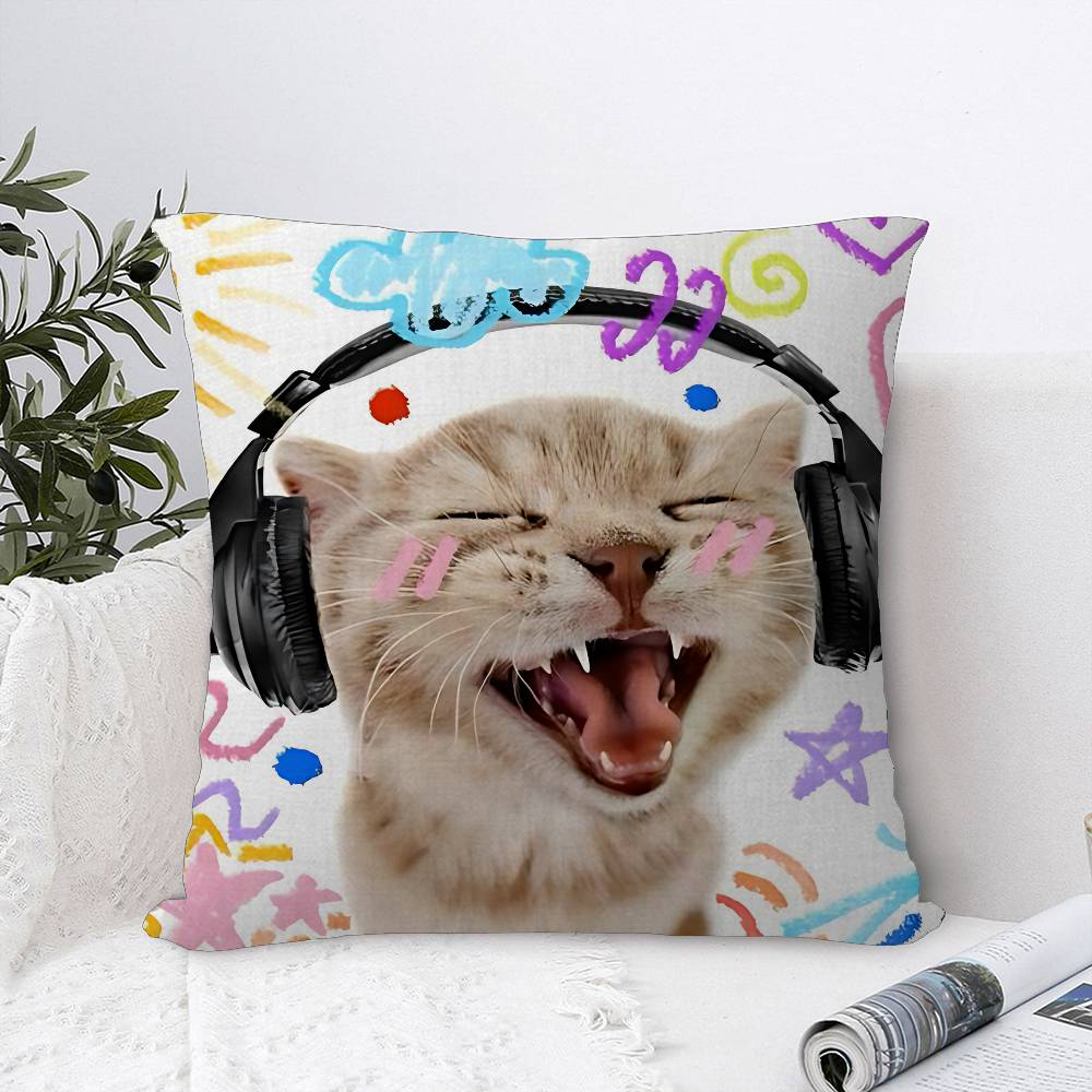 Funny Rainbow Cat Pillow Gift Home Office Decoration Pillow Bedroom Sofa Car Cushion CoverPillow Case