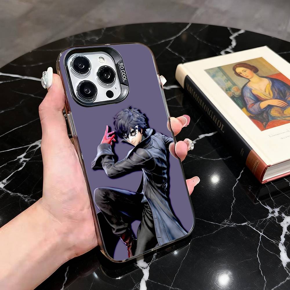 P-Persona 5 COOL Anime Phone Case For iPhone 17,16,15,14,13,12,11 Plus,Pro Max,XS,Colored Silver Plated Inside Cover