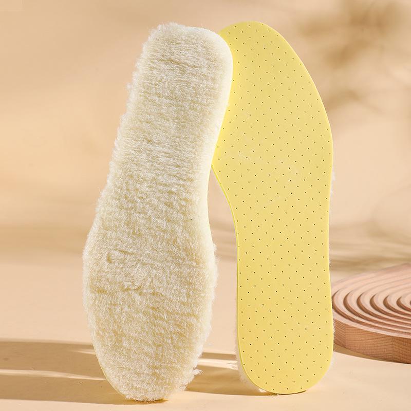 Breathable Anti-Odor Latex Wool Insoles: Soft, Thick, Sweat-Absorbent Fleece for Winter Comfort