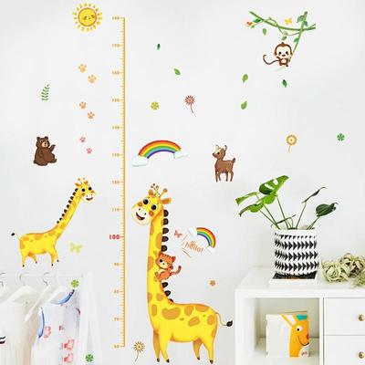 Cartoon Height Measure Wall Stickers for Kids Rooms Giraffe Height Chart Ruler Vinyl Removable Wall Decals Nursery Home Decor