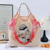 Japanese Style Handmade Waterproof Nylon Canvas Bag with Embroidered Patterns, Large Capacity