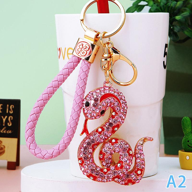 Creative Mixed Color Sparkle  Snake Keychain Luxury Women'S Bag Pendant Souvenir Gift Luxury  Snake Keychain