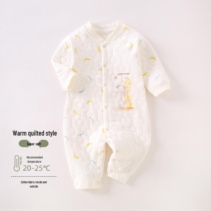 Quilted Baby Romper - Warm Air Cotton Winter Onesie for Newborns