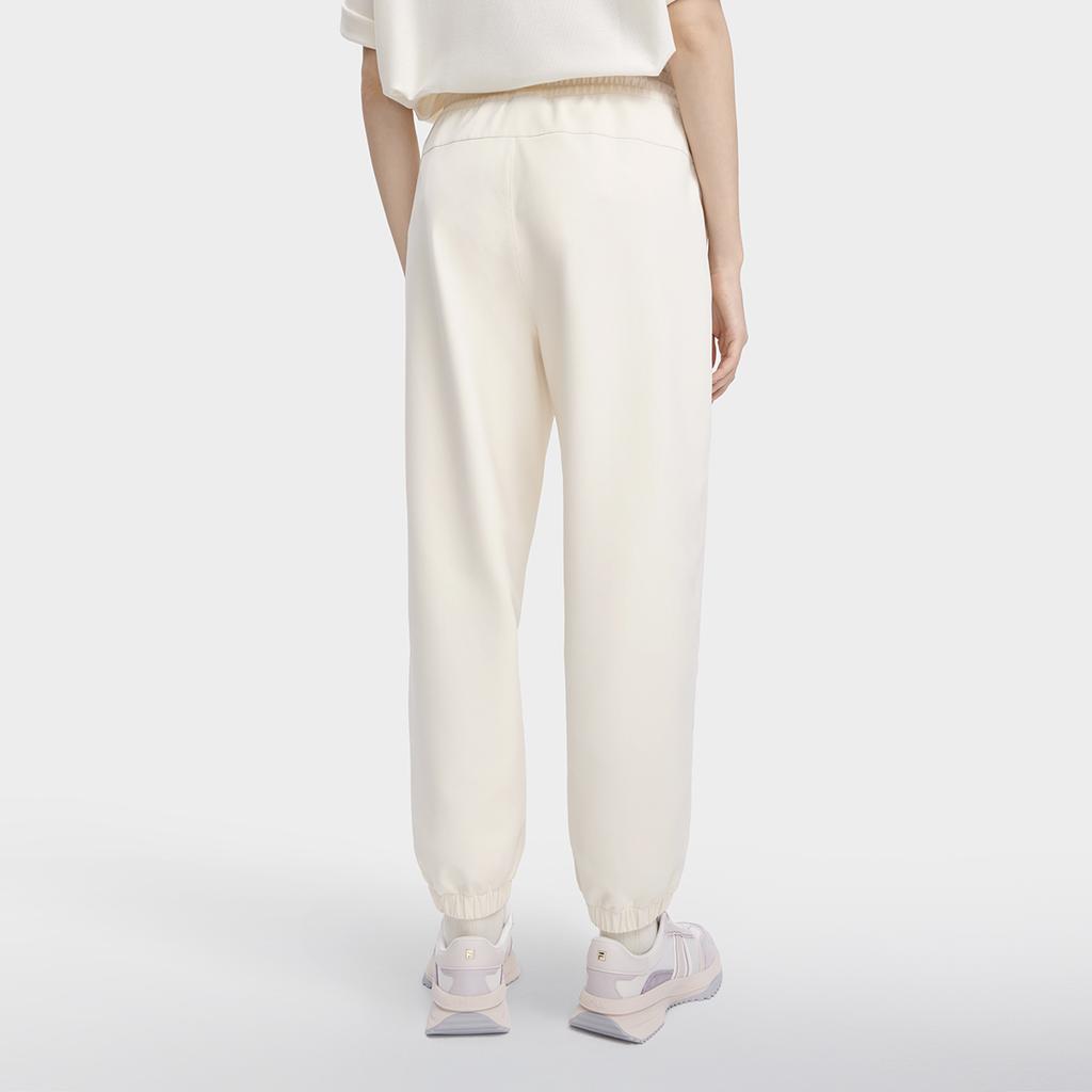 Fila Logo Print Cuffed Woven Casual Knit Sports Pants Women Pants White Milk F11W339806A-IV