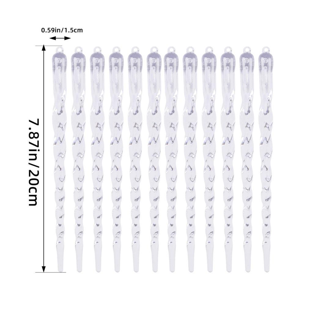 24pcs Transparent Christmas Tree Hanging Decoration Ice Bars Christmas Tree Threaded Ice Pendant Ornament Xmas Decor