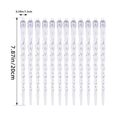 24pcs Transparent Christmas Tree Hanging Decoration Ice Bars Christmas Tree Threaded Ice Pendant Ornament Xmas Decor