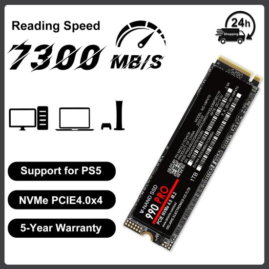 990 PRO PCIe 4.0 M.2 NVMe SSD Speed Up To 7300MB/s Read 6800MB/s Write 1/2/4TB Internal Solid State Drive for PC Laptop Desktop Computer