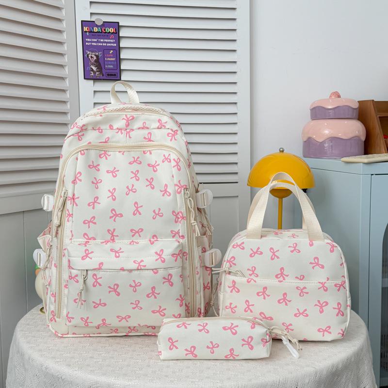 Set Zaino Floreale con Fiocco a 3 Pezzi, Zaino Grande Leggero Impermeabile per Studenti