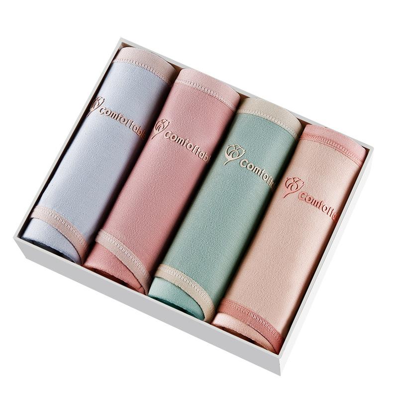 

В штучной упаковке 4 хлопка, антибактериальное женское нижнее белье со средней талией, нижнее белье с принтом, простые модные треугольные брюки XXL