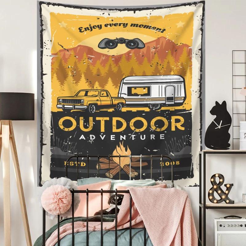 Beach Towel Rug Teen Retro Outdoor Dorm Camping Logo Wall Mat Picnic Tapestry