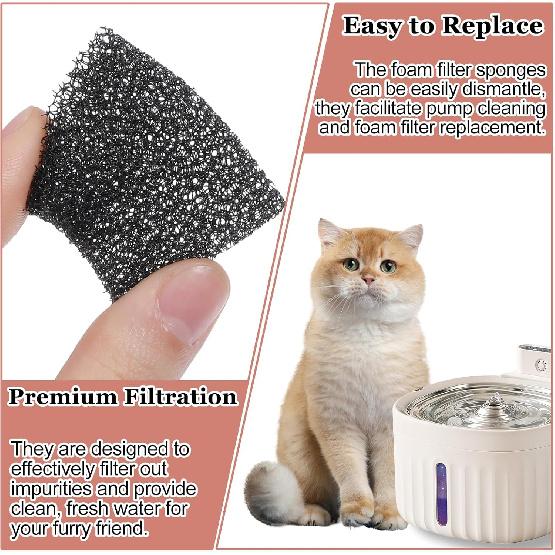 30 Pcs Pet Fountain Replacement Filter, Cat Drink Water Filter Replaced Foam Filters