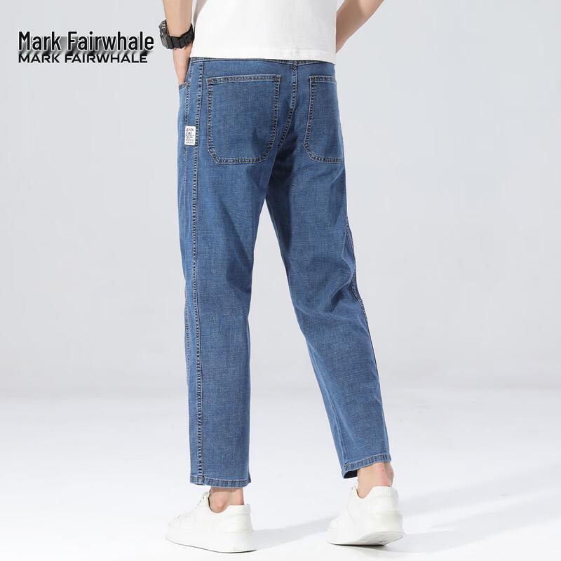 Mark Fairwhale Men s Ice Silk Stretch Cropped Denim Pants 31 синий