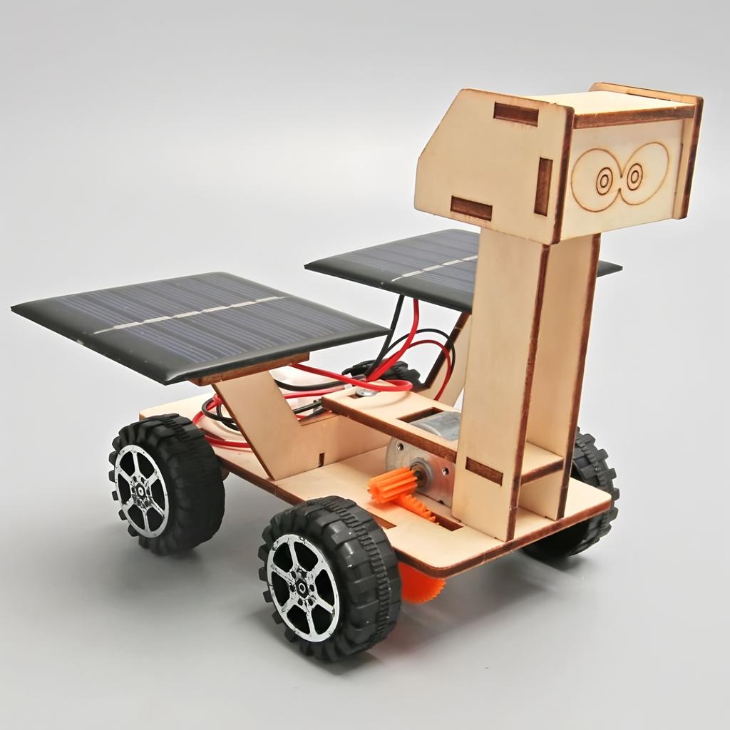 Solar Car Lunar Exploration Vehicle Children'S Diy Hand-Assembled Model Diy 3D Wooden Puzzle Science And Education Toys