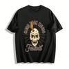 Hard Rock Music Festival Skull Guitar Print Vintage Rock Style T-Shirt Pure Cotton T-shirt