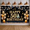 50th Celebration Display Triangular Bunting Golden Birthday Banner Birthday Celebration Banner Golden Glitter For Hotel