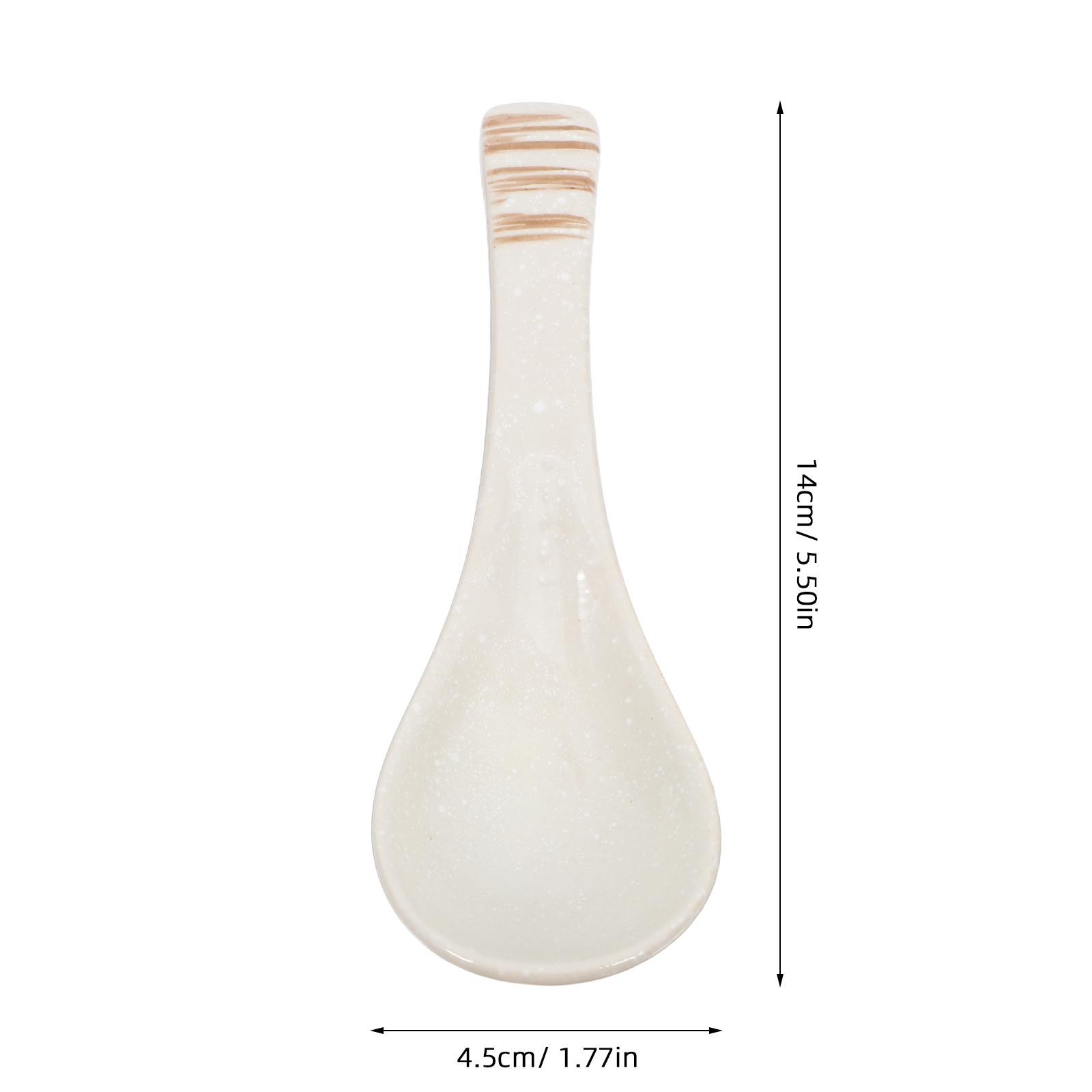 Retro Japanese Style Ceramic Soup Spoon Small Size for Dessert Tea Soup Stirring Asian Kitchenware Vintage Spoon бежевый