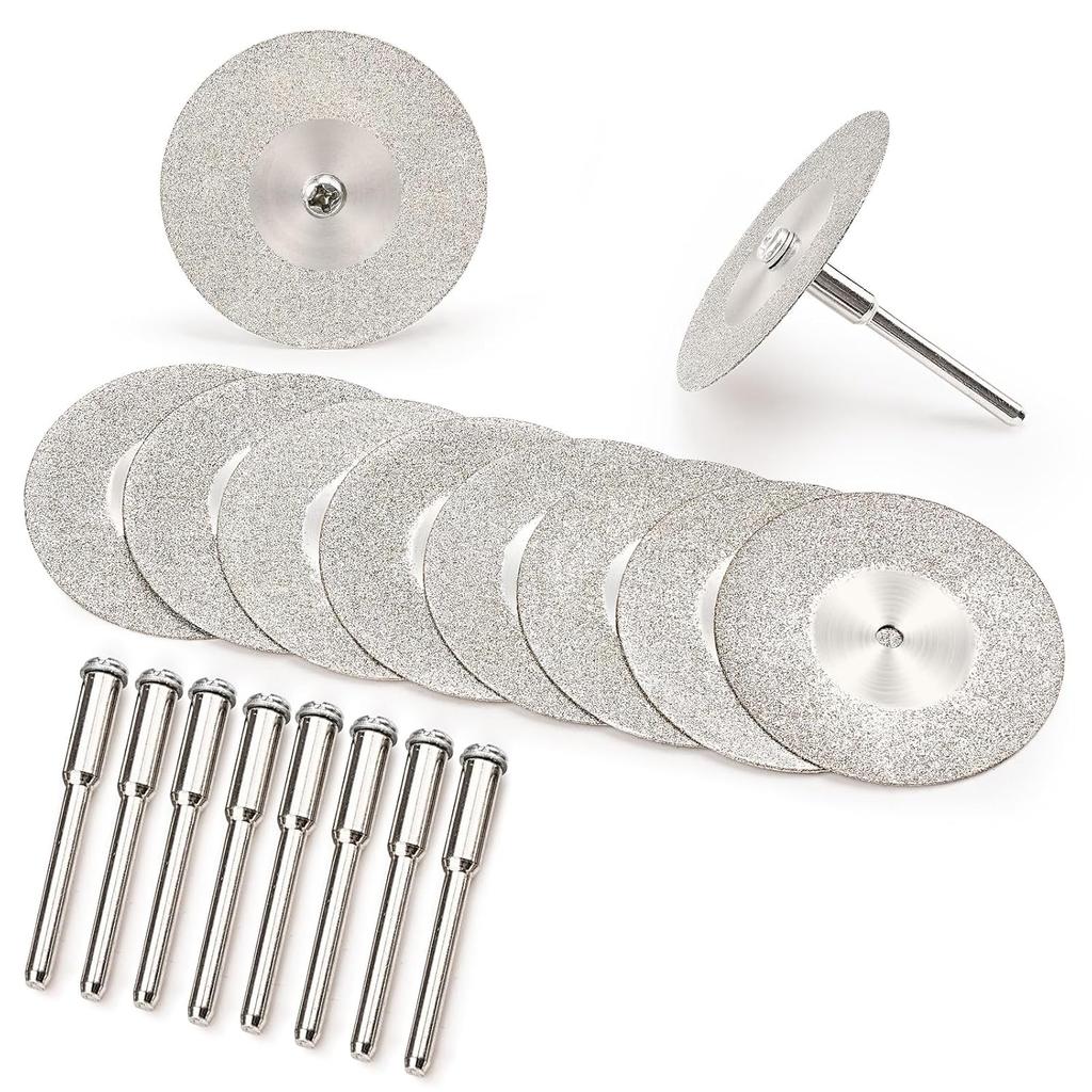 SI FANG 40mm Diamond Cutting Wheel with 1/8" Mandrel for Glass Agates Rocks Ceramic Tile Metal, Coated Polishing Cutting Discs Cut Off Wheels Rotary