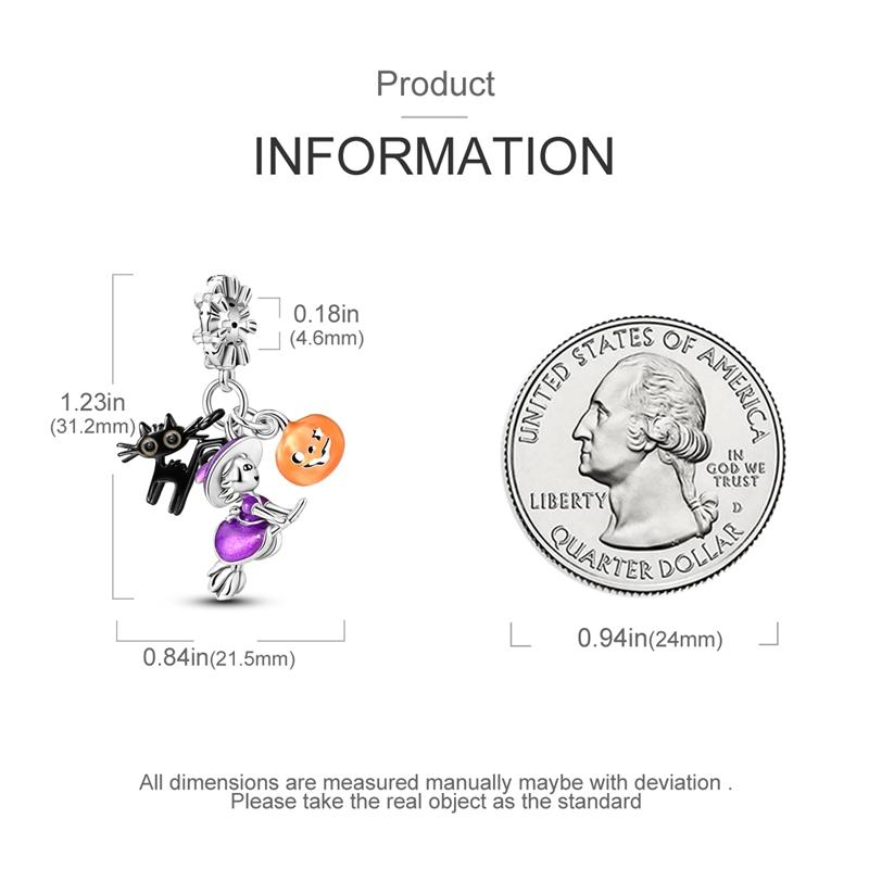 Gothic Charms Copper Pumpkin Calavera Colorida Beads Fit Snake Chain Bracelet Necklace Halloween Women Diy Jewelry