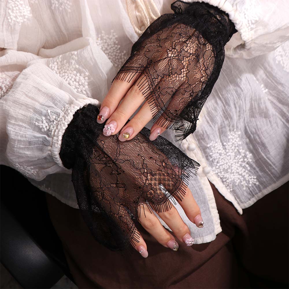 Pleated Design Lace Floral Cuffs Adjustable Wrist Accessories Pleated Fake Sleeves  Wedding Dress
