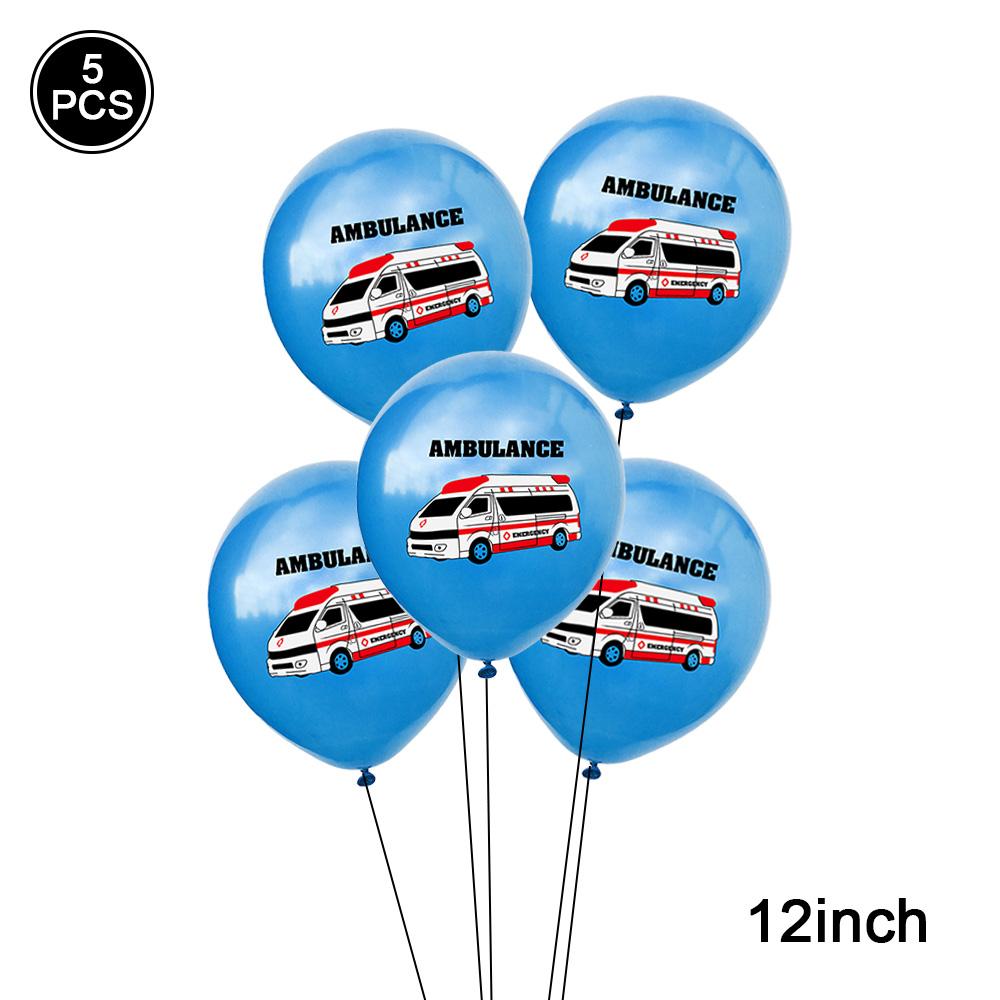 12 Inch Glitter Balloon Cartoon Print Police Car, School Bus, Ambulance Latex Balloon Safety Knowledge Party Decoration