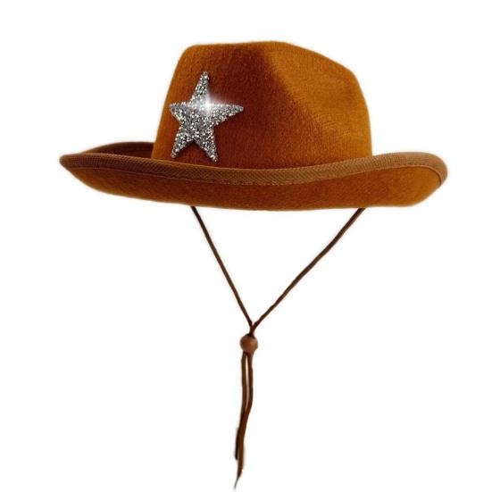 Kids Hat Sparkling Rhinestone Star Pattern Lightweight Comfortable Fit Cowboy Hat Carnivals Dress-Up Halloween Accessories