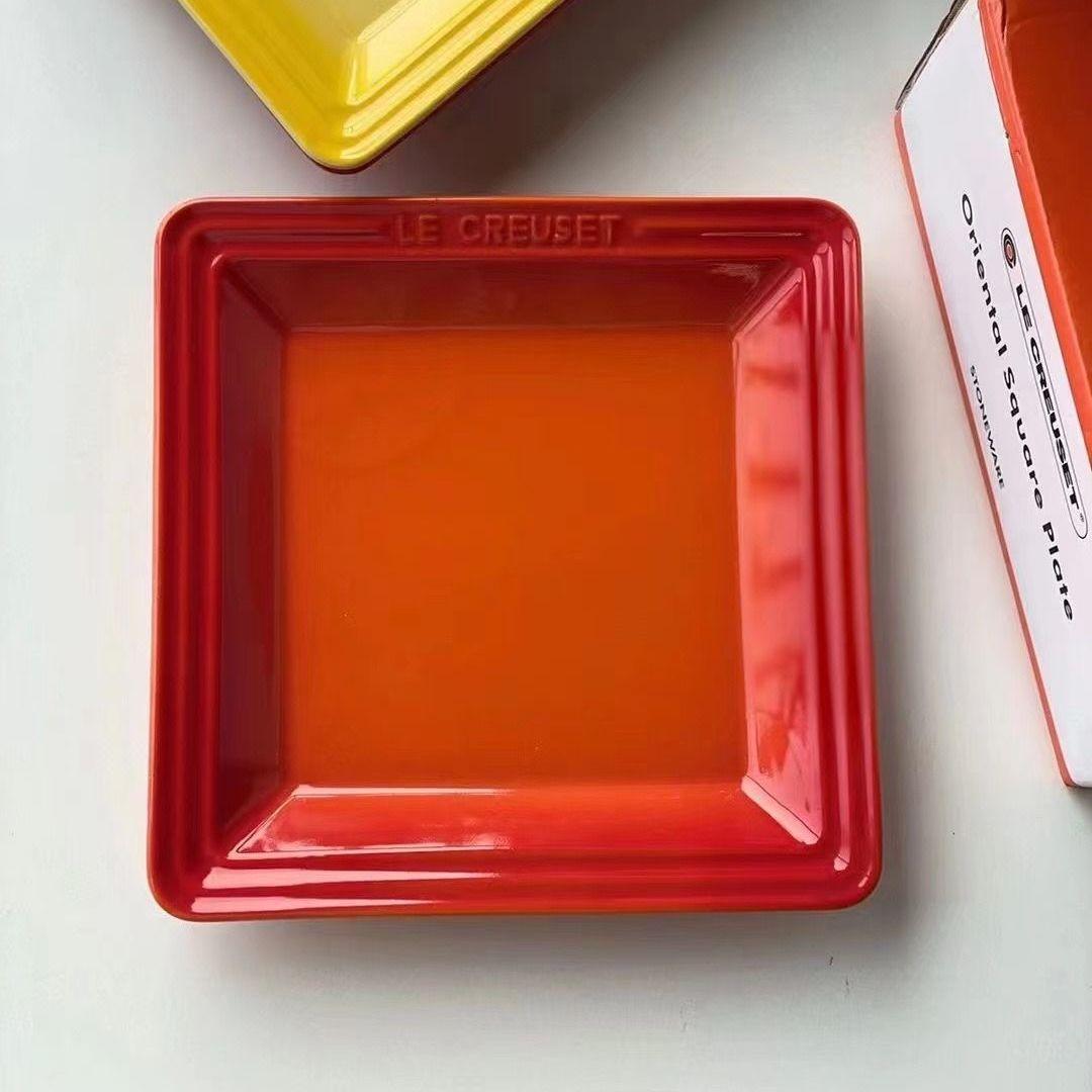 

6 дюймов 8 дюймов Креативная керамическая квадратная тарелка Десертная тарелка для западной кухни Фруктовая тарелка для дим-самов Дом Однотонная посуда 6 Inches оранжевый