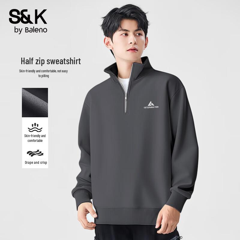 Baleno S&K Series Men's Heavyweight Stand Collar Half-Button Sweater
