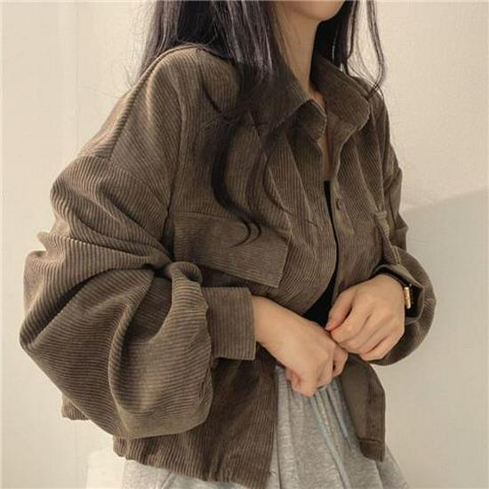

Retro Corduroy Double Pocket Shirt Jacket - Autumn/Winter 2025 Korean Style Small хакі