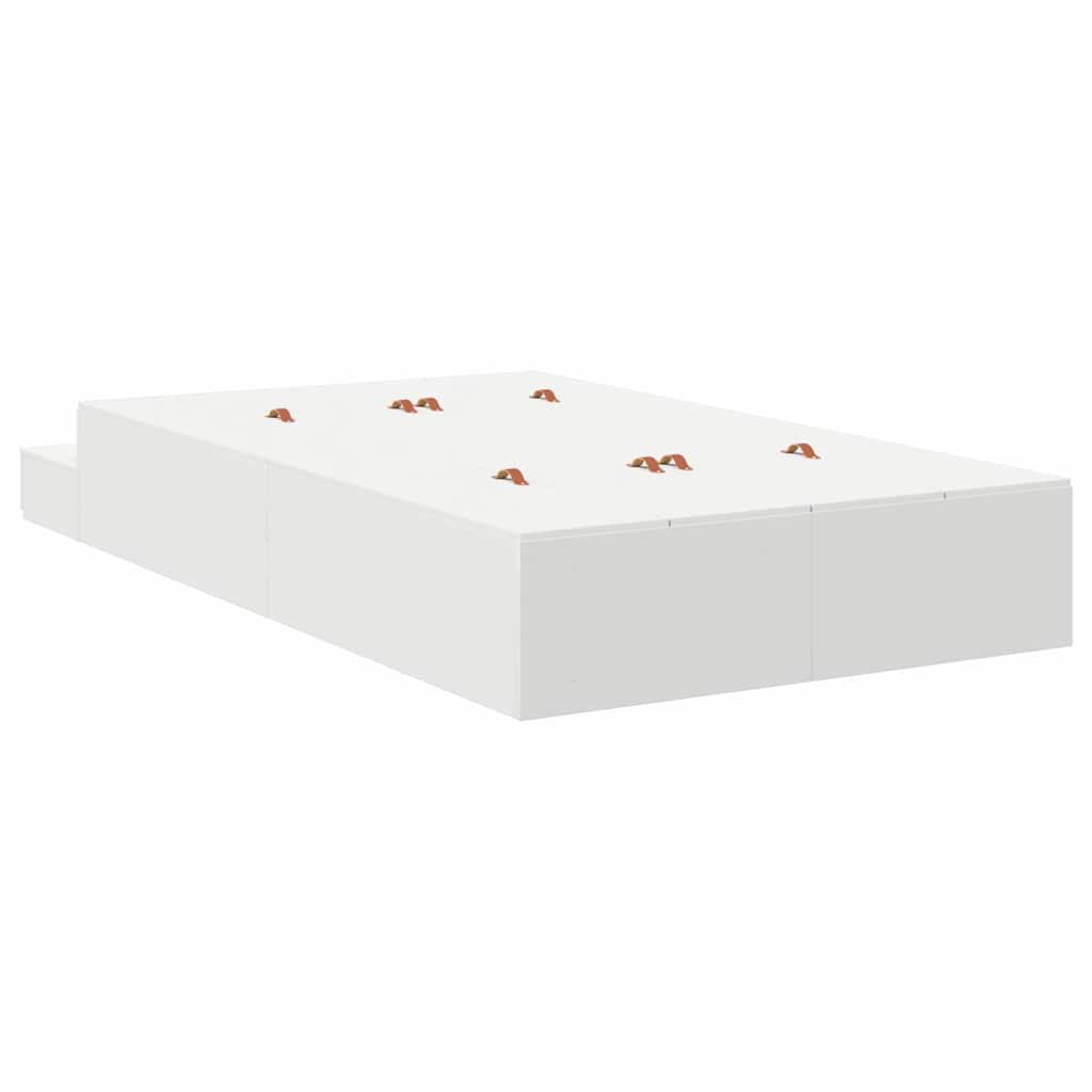 Storage Bed Frame in White 120 cm Wood Based Material