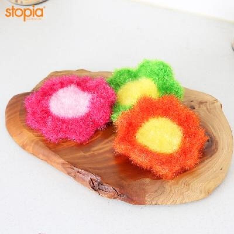 Thick Flower Acrylic Washcloth (Green)