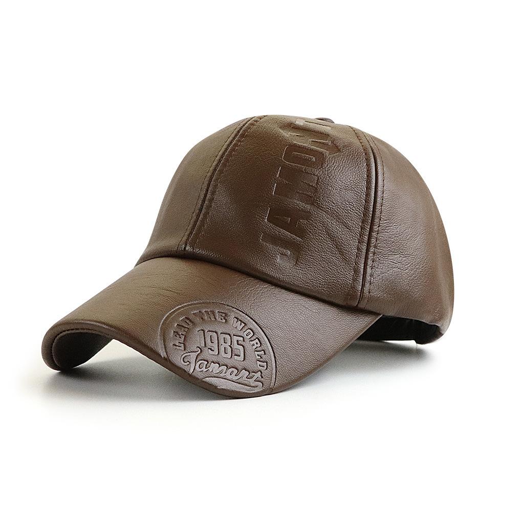 Cappelli autunnali e invernali Nuovi berretti da baseball da esterno europei e americani da uomo autunno e inverno stampa cappellino semplice PU