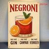 Póster de Metal Vintage Bartender Receta de Cóctel Negroni Arte de Pared